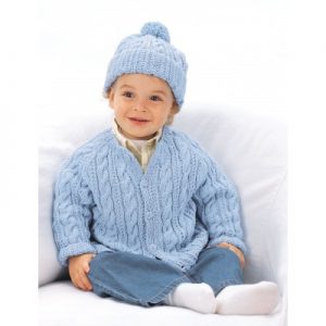 Patons Raglan Cables Set Hat and Cardi Free Knitting Pattern