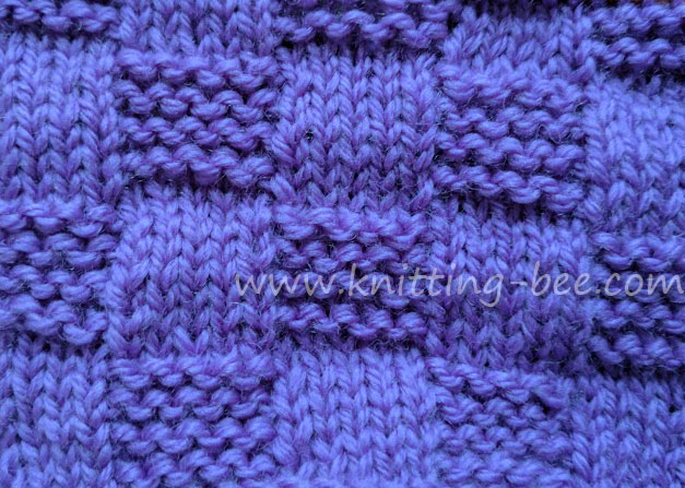 Stockinette & Garter Checks Free Knitting Stitch from Knitting Bee www.knitting-bee.com