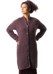 Asia Long Seed Stitch Coat Free Knitting Pattern