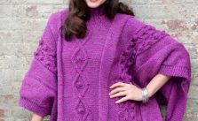 Cable and Bobble Poncho Free Knitting Pattern