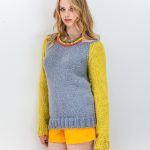 Contrast sleeve raglan sweater free knitting pattern