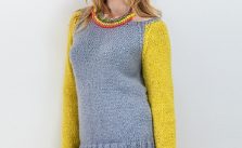 Aimee Contrast sleeve raglan sweater free knitting pattern