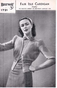 Free Vintage Knitting Pattern – Bestway 1721 Fair Isle Cardigan from WW2