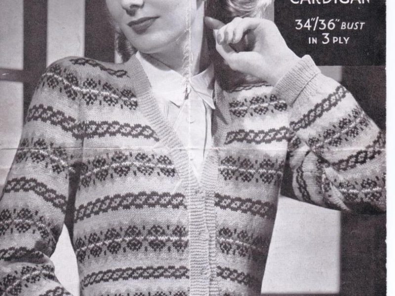 Free WW2 Knitting Pattern – La Laine Fair Isle Cardigan