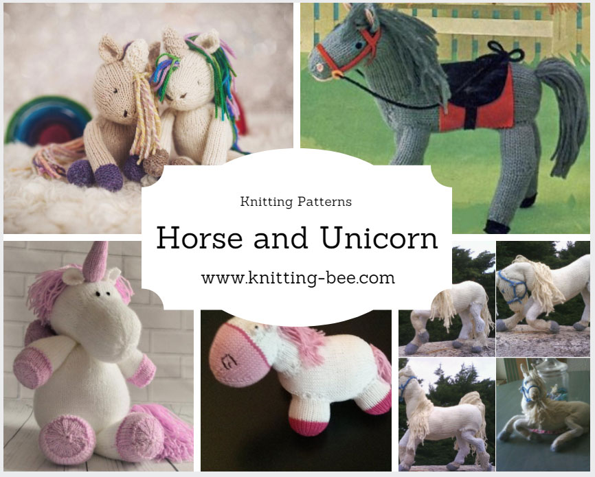 Horse and Unicorn Knitting Patterns http://www.knitting-bee.com/