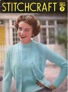 Stitchcraft October 1953 Twin Set Free Vintage Knitting Pattern