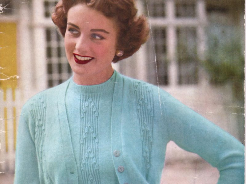 Stitchcraft October 1953 Twin Set Free Vintage Knitting Pattern