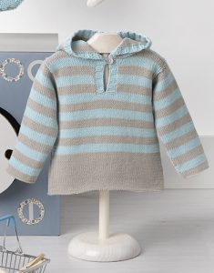 Striped Cotton Hoodie for Baby Free Knitting Pattern