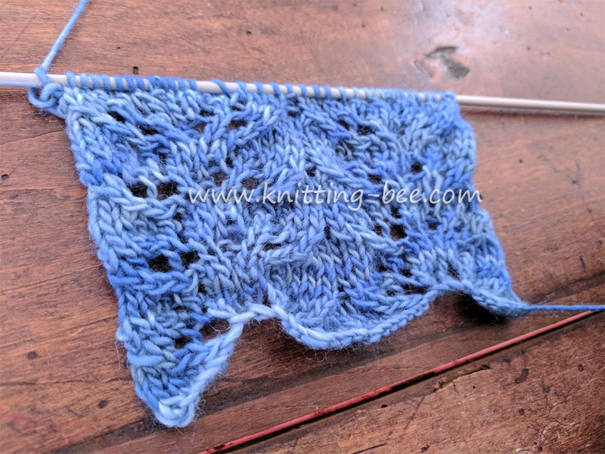 Twin Leaf Lace Knitting Stitch, www.knitting-bee.com
