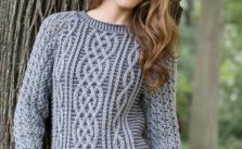 Two-Tone Cable Sweater Free Knitting Pattern