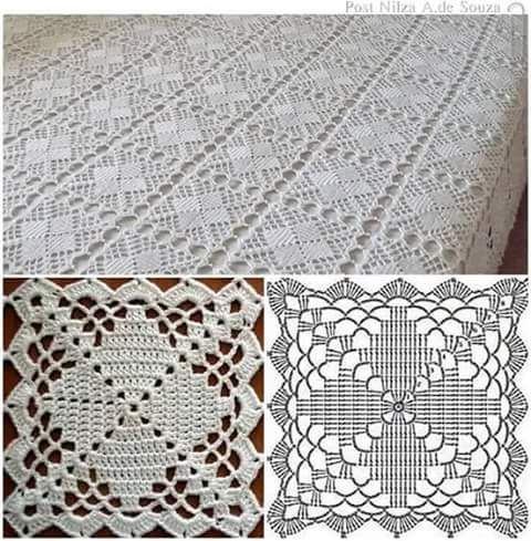 Diamond Square Crochet Bedspread Motif