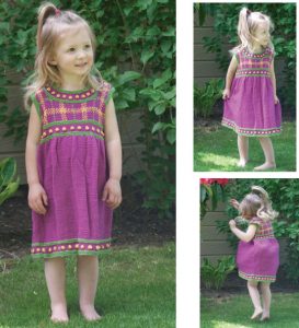 Girls’ Plaid Dress free knitting pattern