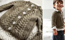 Knit a toddler’s cabled cardigan Free Knitting Pattern