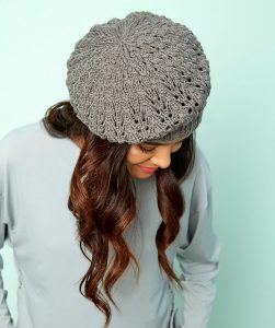 Lace Beret Free Hat Knitting Pattern