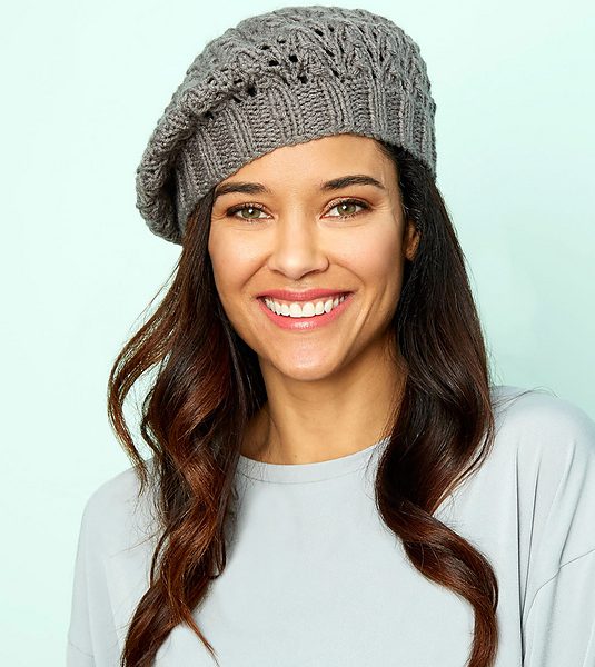 Lace Beret Free Hat Knitting Pattern