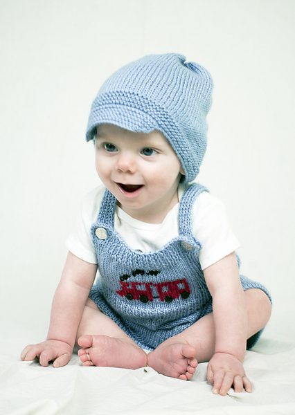 Mr. Conductor Bib Overalls set free knitting pattern