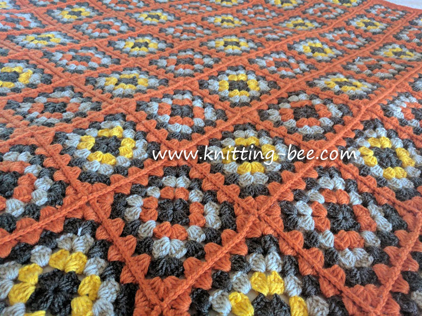 Orange crochet granny square tutorial by www.knitting-bee.com