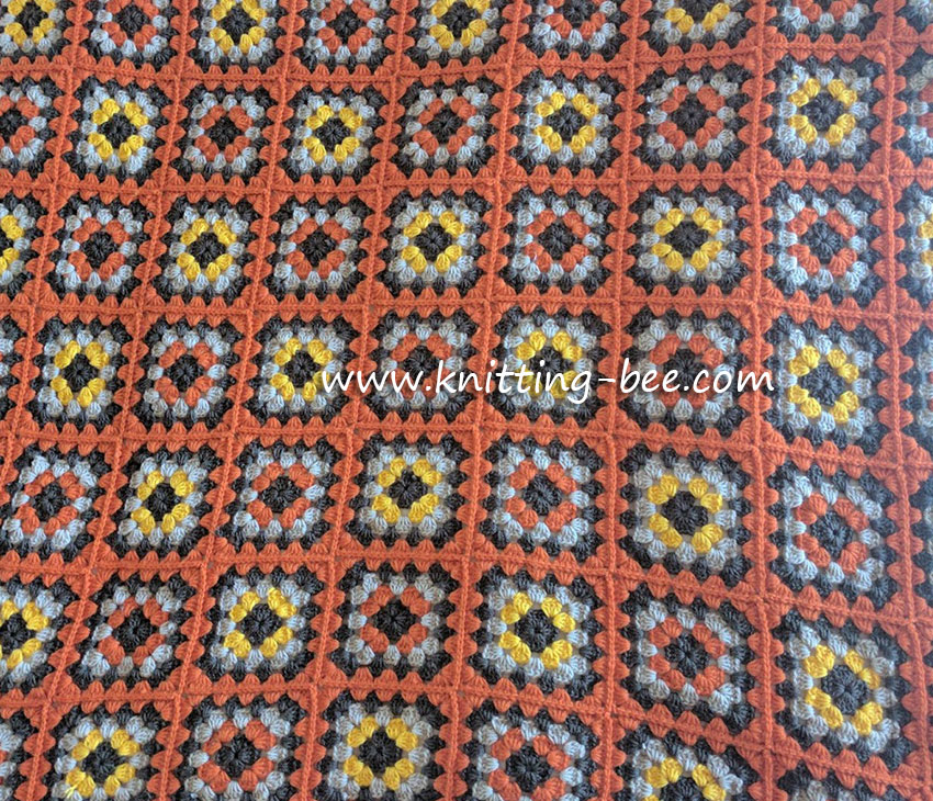 orange crochet granny square tutorial by www.knitting-bee.com