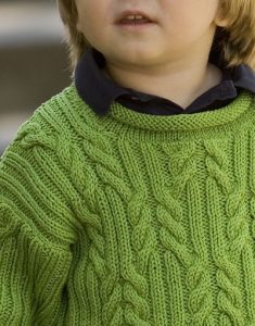 Provence Child's Cabled Pullover Free Knitting Pattern