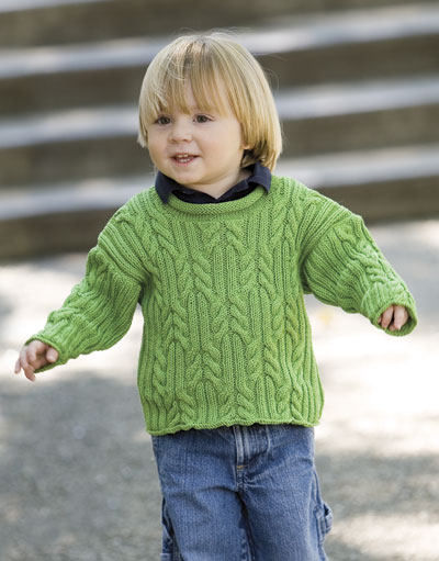 Provence Child’s Cabled Pullover Free Knitting Pattern