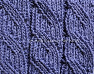Ribbed Diagonal Lace Free Knitting Stitch from www.knitting-bee.com