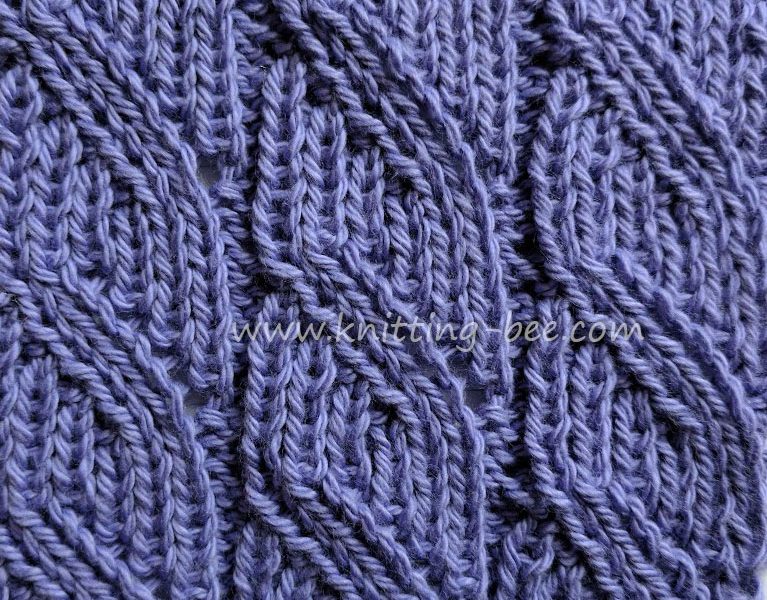Ribbed Diagonal Lace Free Knitting Stitch