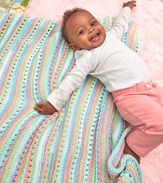 Self-Striping Baby Blanket Free Knitting Pattern