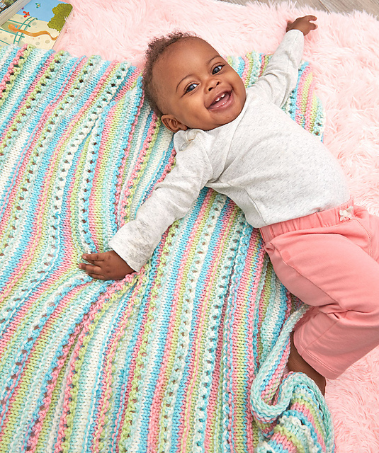 Self-Striping Baby Blanket Free Knitting Pattern
