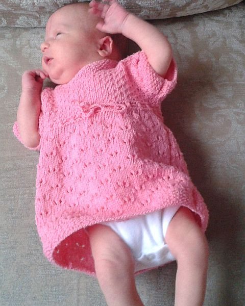 Sweet Lace Baby Dress Free Knitting Pattern