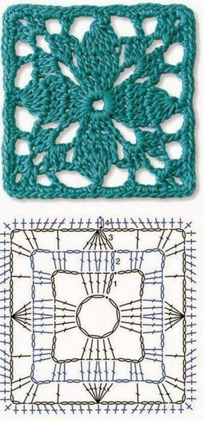 Teal Lace Granny Square Crochet Pattern