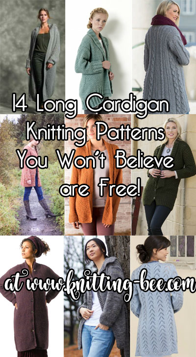 14 Long Cardigan Knitting Patterns You Won't Believe are Free! at https://www.knitting-bee.com/top-free-knitting-patterns/14-long-cardigan-knitting-patterns-wont-believe-free