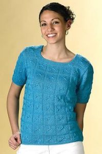 Caribbean Blue Summer Knit Top Free Knitting Pattern