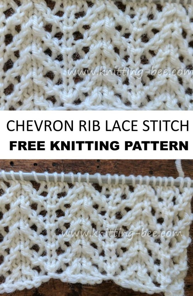 Free knitting pattern for a chevron rib lace stitch