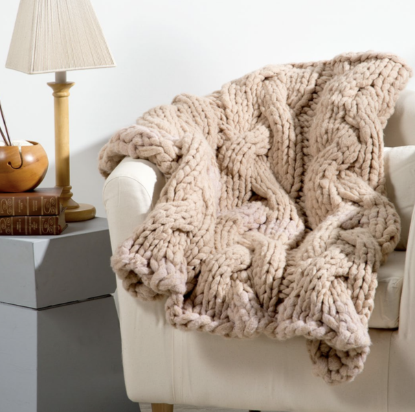 Hearthside Throw Free Chunky Cabled Knit Pattern