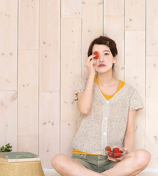 Natural Knit Short Sleeved Cardigan Free Knitting Pattern