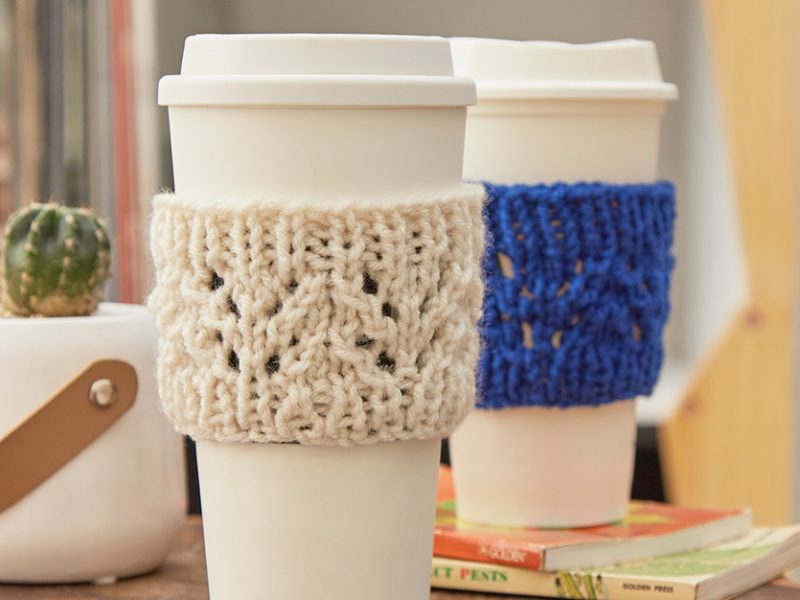 Lacy Knit Cup Cozy Free Pattern