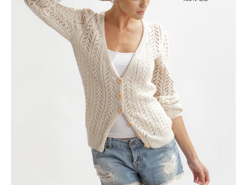 Arrow Lace Cardigan Free Knitting Pattern for Women