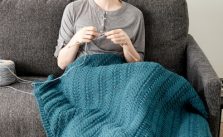 Bernat Reversible Knit Lap Blanket Free Pattern