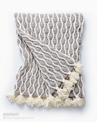 Bernat Trellis & Tassels Knit Afghan Free Pattern