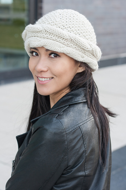 Bulky Cable Brim Hat Free Knitting Pattern