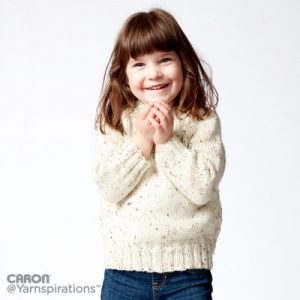 Caron Child's Knit Crew Neck Pullover Free Knitting Pattern