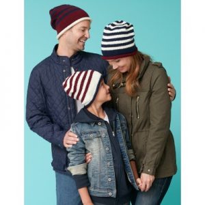 Caron Family Striped Beanies Free Knitting Pattern