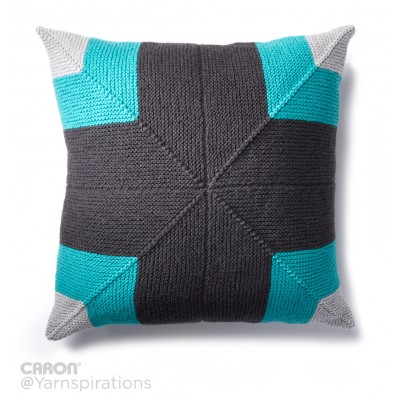 Caron Mighty Mitered Knit Pillow Free Pattern