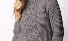 Center Fan Knit Pullover Free Knitting Pattern