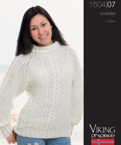 Cream Cable Women’s Sweater Free Knitting Pattern
