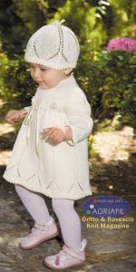 Donatello Lace Dress and Hat Free Baby Knitting Pattern. Free baby knit pattern download.