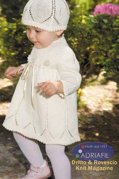 Donatello Lace Dress and Hat Free Baby Knitting Pattern