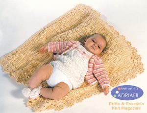 Free Baby Set Knit Pattern - Jacket, Dress, Booties and Blanket. Free baby knitting download.