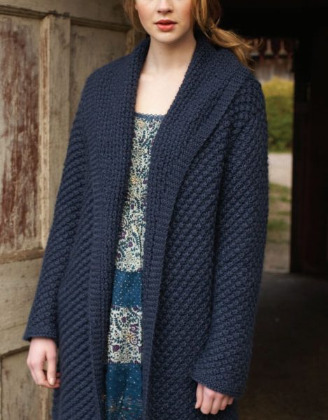 Free Daisy Stitch Coat Knitting Pattern for Women