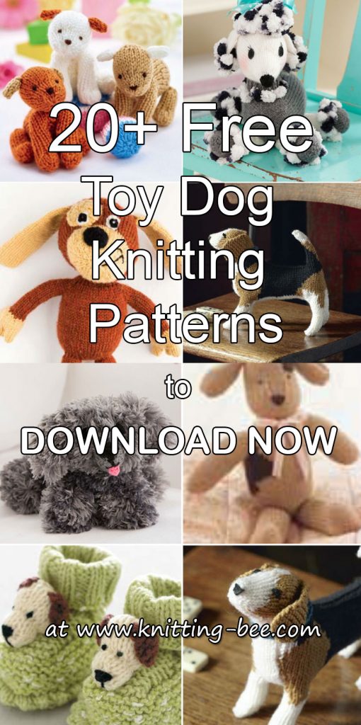 More than 20 Free Toy Dog Knitting Patterns to Download Now http://www.knitting-bee.com/free-knitting-patterns/free-knitted-toy-patterns/20-free-toy-dog-knitting-patterns-download-now